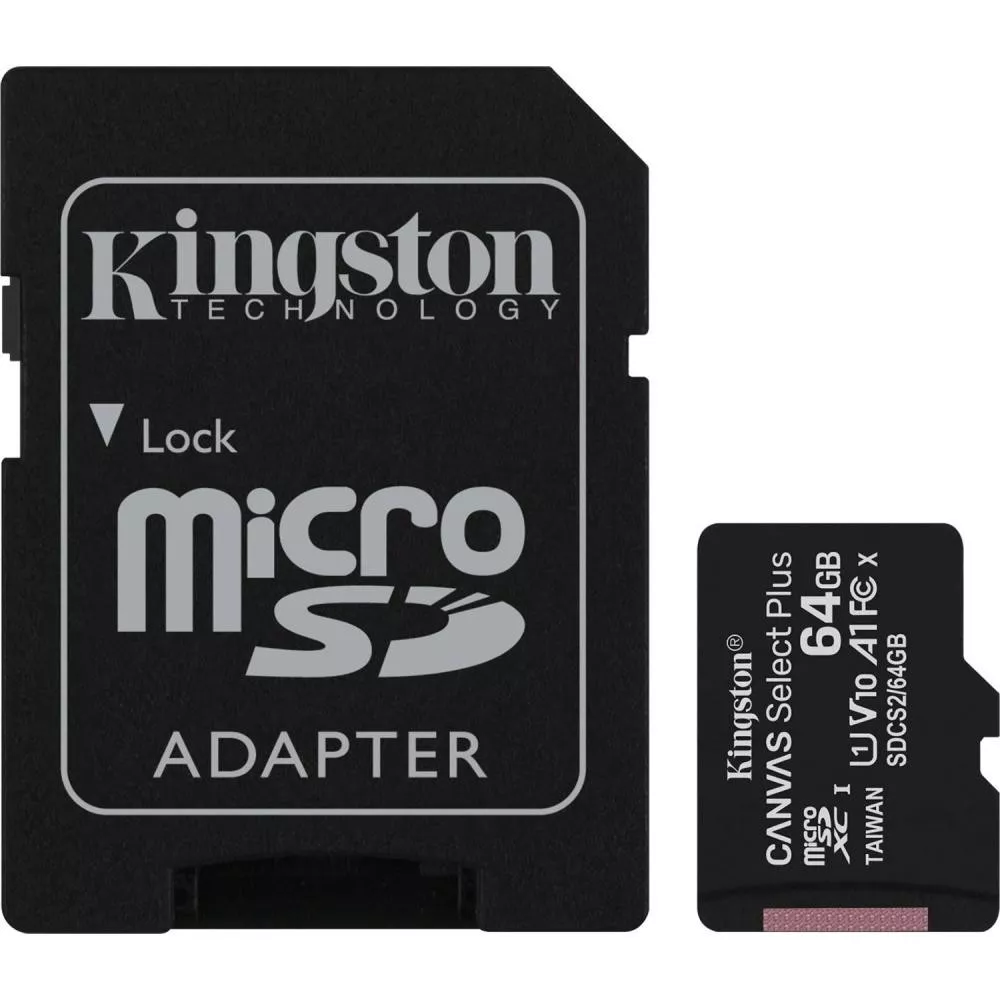 Kingston 64GB Class10 A1 UHS-I U1 (V10) + SD adaptor (SDCS2/64GB