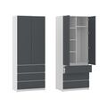 Шкаф Pehotin "NS" Ш-2 - alb+antracit (merk),(1) (76906-231) — купить в Кишинёве | Шкафы | Hi-Tech Moldova