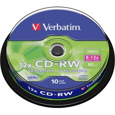 Disc Verbatim CD-RW SERL 700MB 12X SCRATCH RESISTANT SURFACE (Jewel Case 10pcs.) (43148)  — cumpără în Chișinău | DVD-uri  | Hi-Tech Moldova