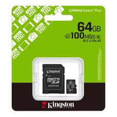 Card micro SD Kingston 64GB Class 10 Canvas Select Plus (SDCS3/64GB)  — cumpără în Chișinău | Carduri de memorie  | Hi-Tech Moldova