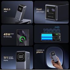 Портативный аккумулятор UGREEN Nexode Flight Approved 12000mAh, 100W, (35526B) Grey — купить в Кишинёве | Портативный аккумулятор (Powerbank) | Hi-Tech Moldova