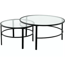 Masuta de cafea TS-05 set 2 buc, blat din sticla 91,4x68 cm, neagra