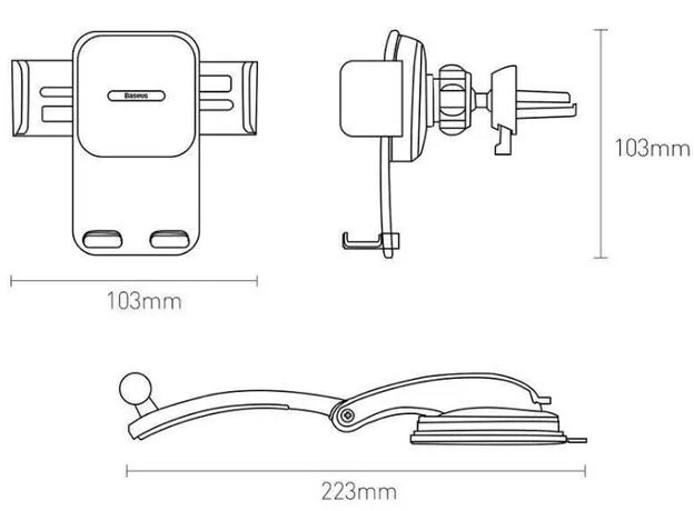 Suport p/u telefon Baseus Easy Control Clamp (A Set) (SUYK000001), Black — cumpără în Chișinău | Produse auto | Hi-Tech Moldova