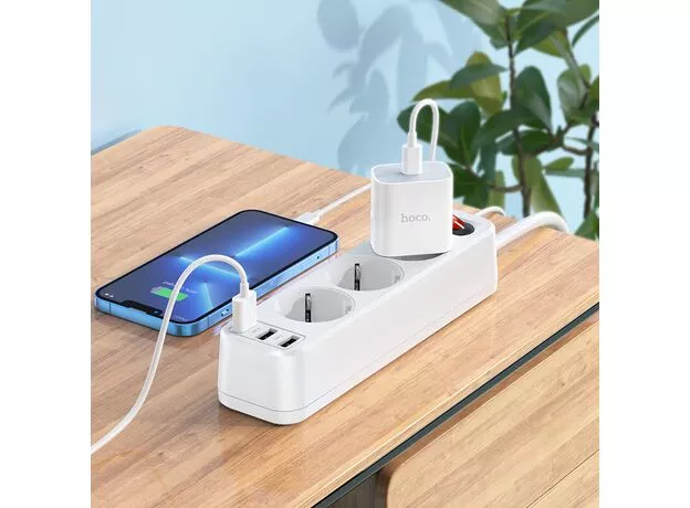 Prelungitor HOCO NS2 3 prize 3xUSB (EU/GER), Black — cumpără în Chișinău | Prelungitoare | Hi-Tech Moldova