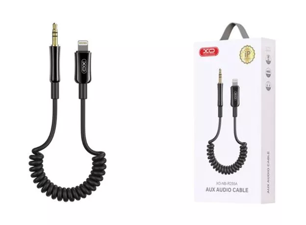 Cablu audio XO NB-R255A IP to 3.5mm Spring, Black — cumpără în Chișinău | Prelungitoare audio | Hi-Tech Moldova