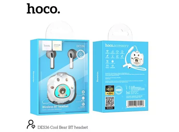 Casti Bluetooth HOCO DES36 Cool Bear BT, White — cumpără în Chișinău | Căști hands-free | Hi-Tech Moldova