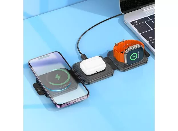 Incarcator fara fir HOCO CQ4 Unique 3-in-1, Black — cumpără în Chișinău | Încărcătoare | Hi-Tech Moldova