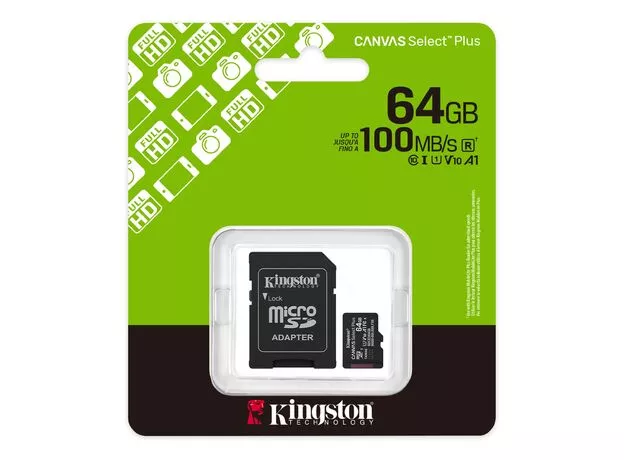 Card micro SD Kingston 64GB Class 10 Canvas Select Plus (SDCS3/64GB) — cumpără în Chișinău | Carduri de memorie | Hi-Tech Moldova