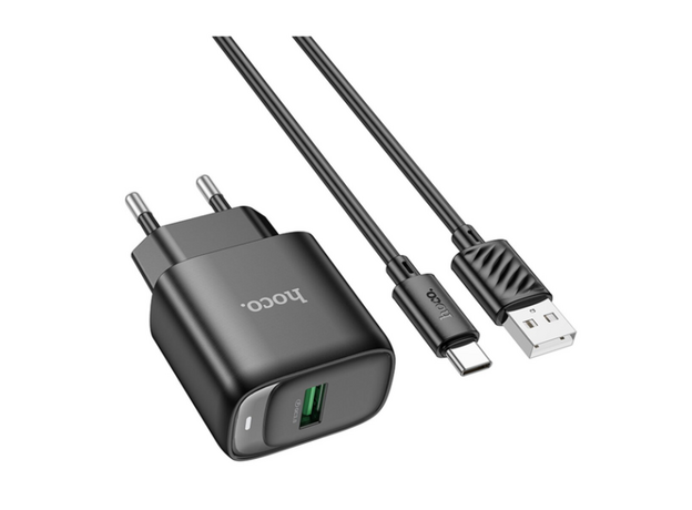 Сетевой адаптер HOCO C140A Smart 1 port QC3.0 (Type-C),(EU), Black — купить в Кишинёве | Зарядные устройства к смартфонам | Hi-Tech Moldova
