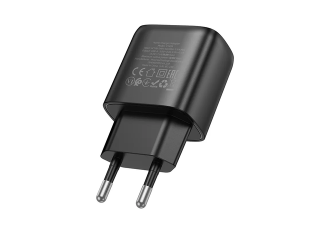 Сетевой адаптер HOCO C140A Smart 1 port QC3.0 (Type-C),(EU), Black — купить в Кишинёве | Зарядные устройства к смартфонам | Hi-Tech Moldova