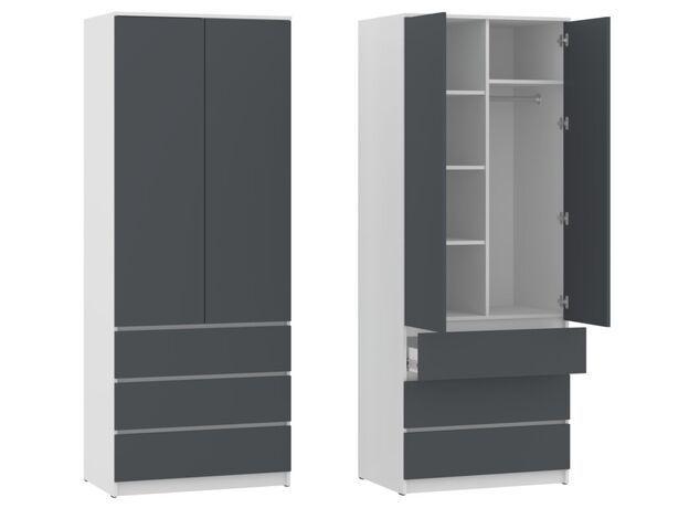 Шкаф Pehotin "NS" Ш-2 - alb+antracit (merk),(1) (76906-231) — купить в Кишинёве | Шкафы | Hi-Tech Moldova