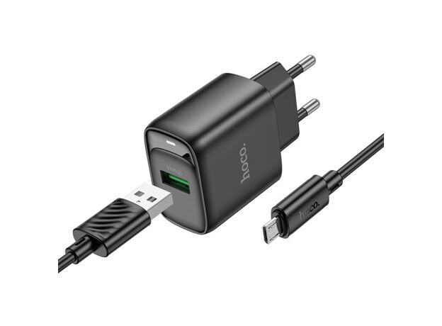 Сетевой адаптер HOCO C140A Smart 1 port QC3.0 (Type-C),(EU), Black — купить в Кишинёве | Зарядные устройства к смартфонам | Hi-Tech Moldova