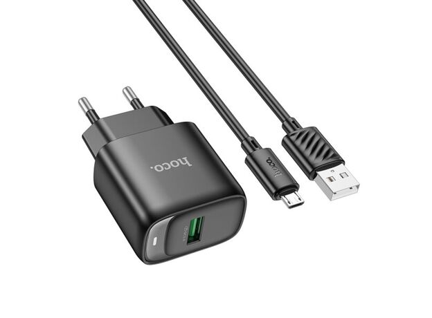 Сетевой адаптер HOCO C140A Smart 1 port QC3.0 (Type-C),(EU), Black — купить в Кишинёве | Зарядные устройства к смартфонам | Hi-Tech Moldova