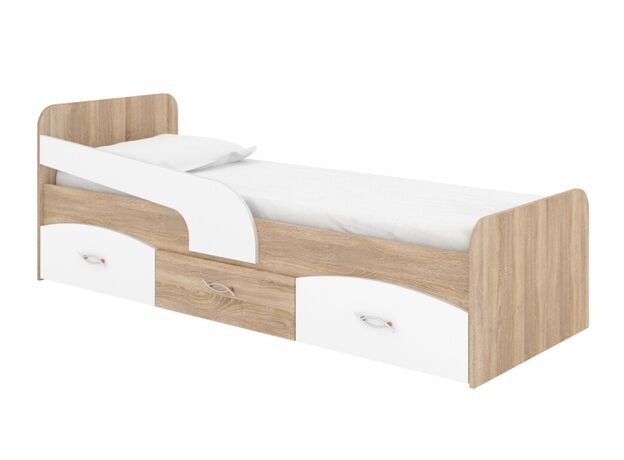 Pat p/u copii "Milka-90" 90x200 - stejar sonoma+alb (merk),(2) — cumpără în Chișinău | Paturi | Hi-Tech Moldova