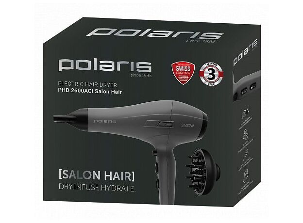 Фен Polaris PHD 2600ACi Salon Hair, Gri/Grafit — купить в Кишинёве | Фены для волос | Hi-Tech Moldova