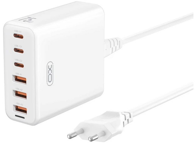 Зарядное устройство XO L133(EU) 75W GaN 3A+3C, White — купить в Кишинёве | Зарядные устройства к смартфонам | Hi-Tech Moldova
