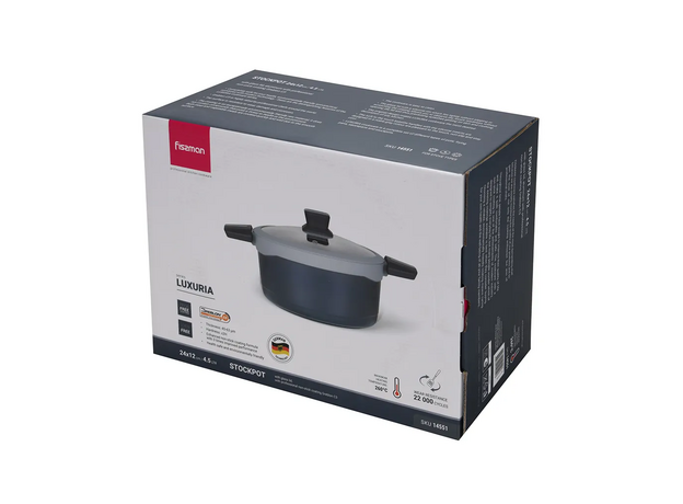 Кастрюля Fissman Luxuria 14551 4.5l (24x12cm)+capac sticla — купить в Кишинёве | Товар без акции | Hi-Tech Moldova
