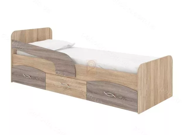 Pat p/u copii "Milka-90" 90x200 - stejar sonoma+trufa (merk),(2) — cumpără în Chișinău | Paturi | Hi-Tech Moldova