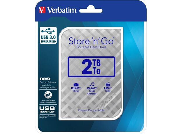 Unități de stocare externe HDD Verbatim ”Store 'n' Go” / USB3.0 / 2.0TB / Silver(VER_53198) — cumpără în Chișinău | Товар без акции | Hi-Tech Moldova