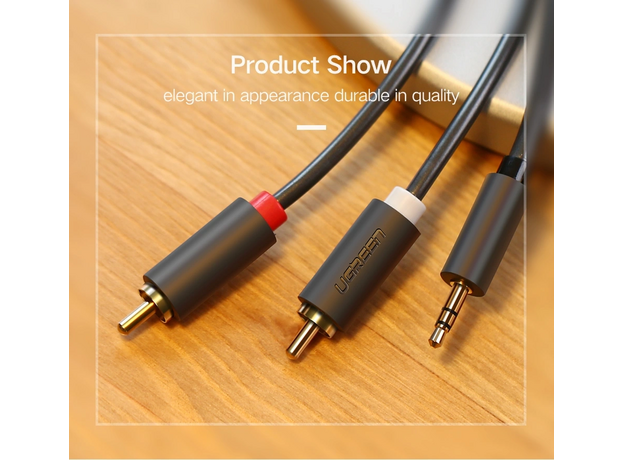 Кабель AUX UGREEN AUX 3,5mm Male to 2xRCA Male 3m, AV102 (10512), Black — купить в Кишинёве | Товар без акции | Hi-Tech Moldova