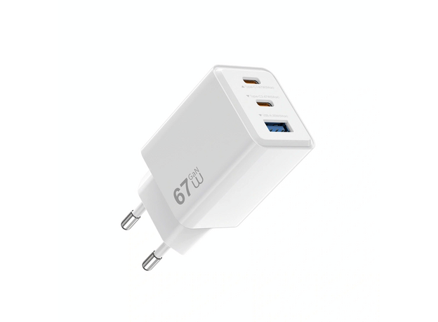 Зарядное устройство Wiwu Wi-G026 EU Cube 67W 25C+A GaN, White — купить в Кишинёве | Зарядные устройства к смартфонам | Hi-Tech Moldova