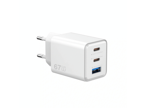 Зарядное устройство Wiwu Wi-G026 EU Cube 67W 25C+A GaN, White — купить в Кишинёве | Зарядные устройства к смартфонам | Hi-Tech Moldova