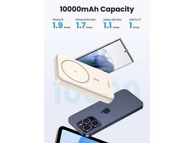 Портативный аккумулятор UGREEN Mini Magnetic Wireless Qi 10000mAh,20W, (25208) Beige — купить в Кишинёве | Портативный аккумулятор (Powerbank) | Hi-Tech Moldova