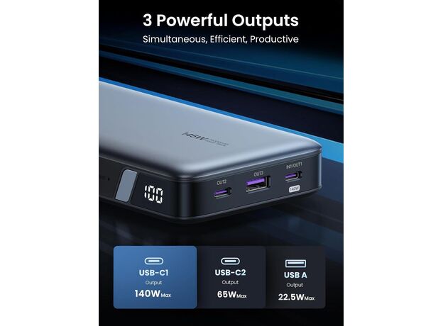Портативный аккумулятор UGREEN Nexode Flight Approved PD3.1 25000mAh, 145W, (90597A) Grey — купить в Кишинёве | Портативный аккумулятор (Powerbank) | Hi-Tech Moldova