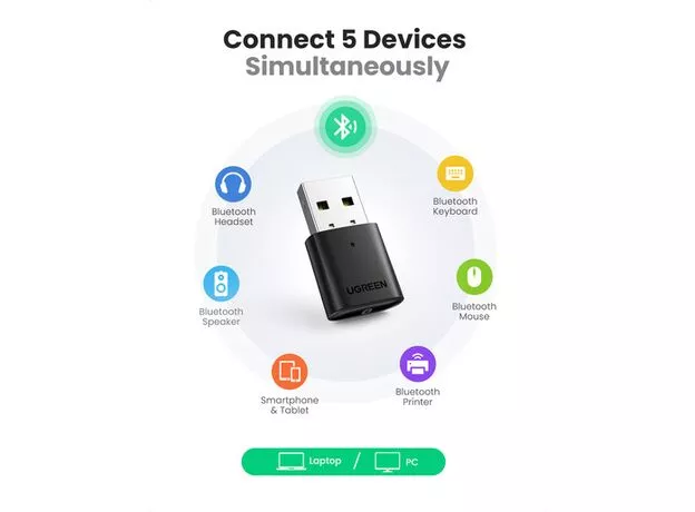 Adaptor USB Bluetooth 5.0 UGREEN CM390 (80889), Black — cumpără în Chișinău | Adaptoare-Bluetooth | Hi-Tech Moldova