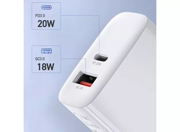 Incarcator Helmet Wall Charger USB/Type C PD QC3.0 (HMT-WC20WWH), White — cumpără în Chișinău | Încărcătoare | Hi-Tech Moldova