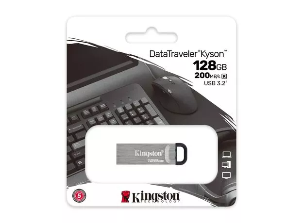 Flash USB 3.2 Kingston 128GB DataTraveler Kyson (DTKN/128GB), Silver — cumpără în Chișinău | Unități USB | Hi-Tech Moldova