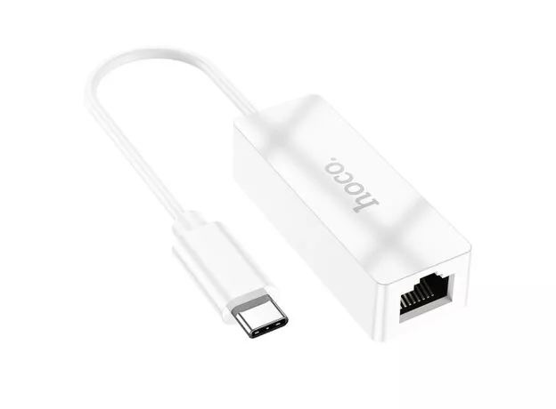 Adaptor HOCO UA22 Acquire Type-C ethernet, White (100 Mbps) — cumpără în Chișinău | Adaptoare | Hi-Tech Moldova