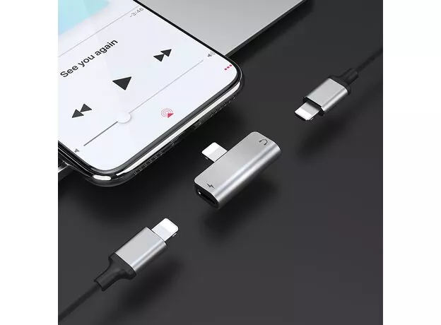 Адаптер HOCO LS24 Dual iP digital audio converter, Silver — купить в Кишинёве | Переходники | Hi-Tech Moldova